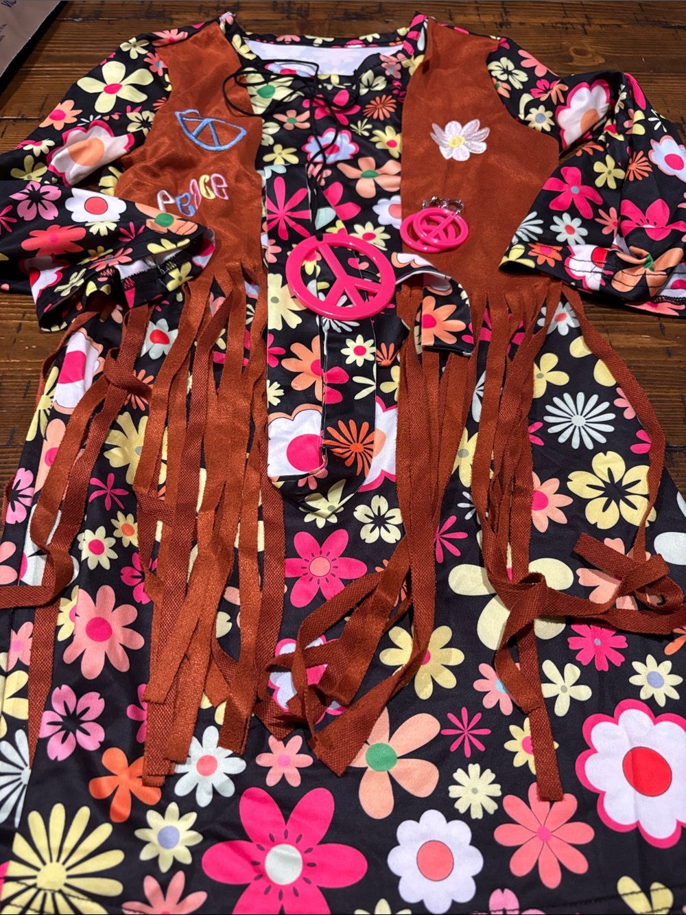 Cuteshower Kids Hippie Costume For Girls 60s 70s Hippie Dress For Halloween